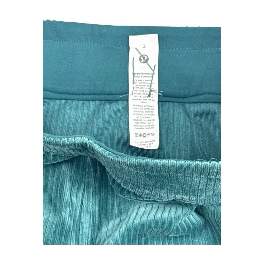 Lululemon Scuba Velvet Cord Wide-Leg Pant Storm Teal Blue Size 2 - Picture 8 of 10